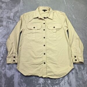 Banana Republic Women's Utility Shacket Shirt Khaki Button Up‎ Long Sleeve Sz M